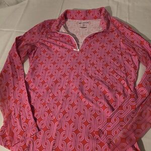 IBKUL 1/4 Zip Pink Long Sleeve Golf Pullover Activewear Top